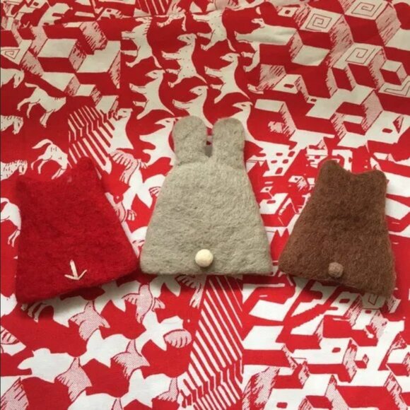 Handmade Felted Wool Bear Egg Cozy with Metal Egg Cup - Picture 13 of 13